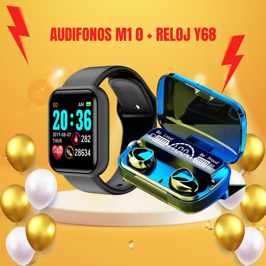 COMBO RELOJ Y68 + AUDÍFONOS M10 ⌚🎧 - Ofertas