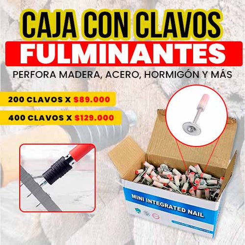 CAJA CON 200 CLAVOS FULMINANTES 👷🤩 ¡Atraviesa cualquier superficie con facilidad!