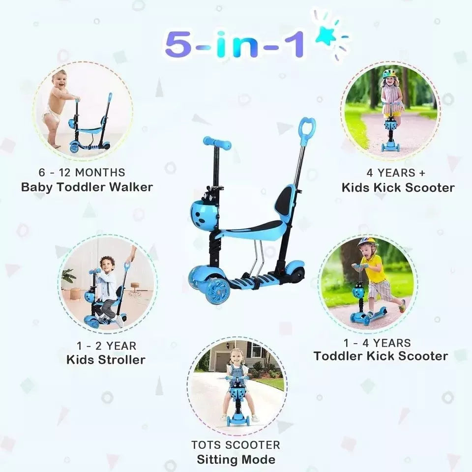 SCOOTER CUCARRONCITO 5 EN 1 🛴🐞 ¡Puede ser usado como monopatín, como triciclo o como triciclo con empuje!
