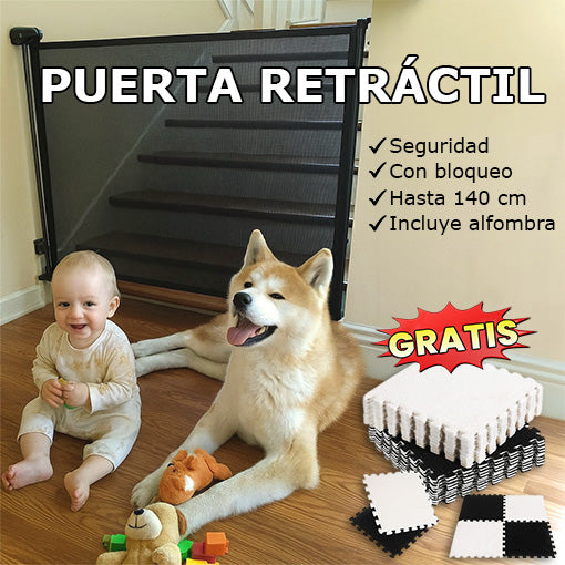 PUERTA RETRÁCTIL + ALFOMBRA ROMPECAZAS GRATIS (BLANCA CON NEGRO) 🤩😱