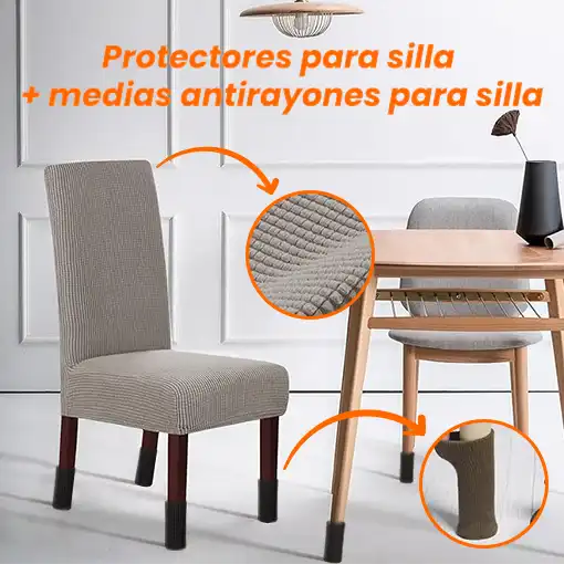 PROTECTORES PARA SILLA + MEDIAS ANTIRAYONES PARA SILLA GRATIS 🎁 ¡Tus sillas como nuevas!