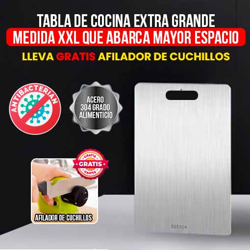 TABLA DE COCINA ACERO INOXIDABLE XXL + AFILADOR DE CUCHILLOS GRATIS 🤩😱 - Ofertas
