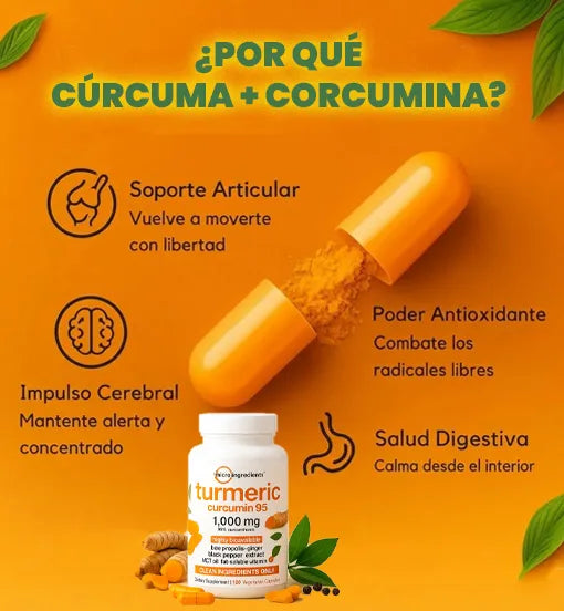 2 Frascos de Turmeric Curcumin 95 🫚 👍🧡 Recupera la movilidad y vive sin dolor de forma 100% natural