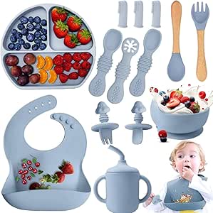 SET DE VAJILLA DE SILICONA PARA BEBÉ 😍👶 ¡Trae 7 utensilios diferentes para tu pequeño!