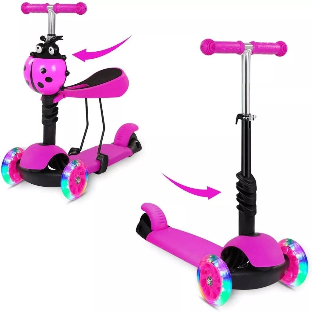 SCOOTER CUCARRONCITO 5 EN 1 🛴🐞 ¡Puede ser usado como monopatín, como triciclo o como triciclo con empuje!