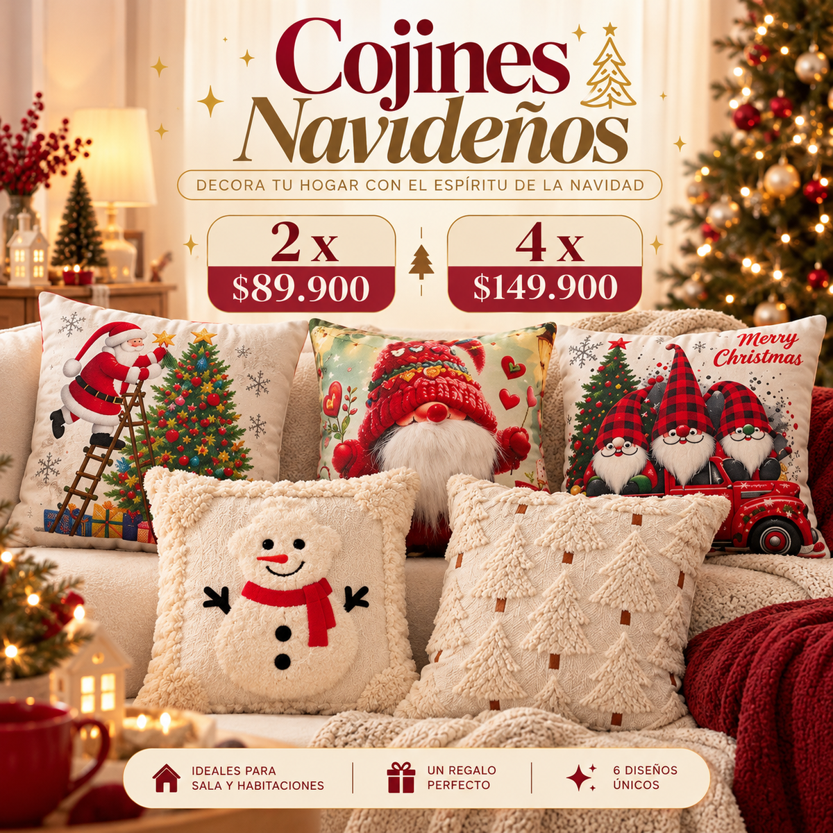 Fundas de Cojínes Navideños 🎄🛋️☃️