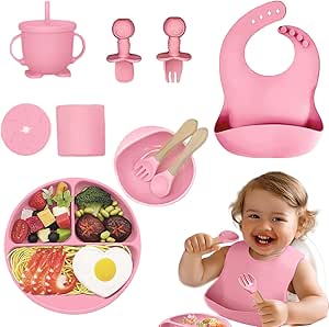 SET DE VAJILLA DE SILICONA PARA BEBÉ 😍👶 ¡Trae 7 utensilios diferentes para tu pequeño!