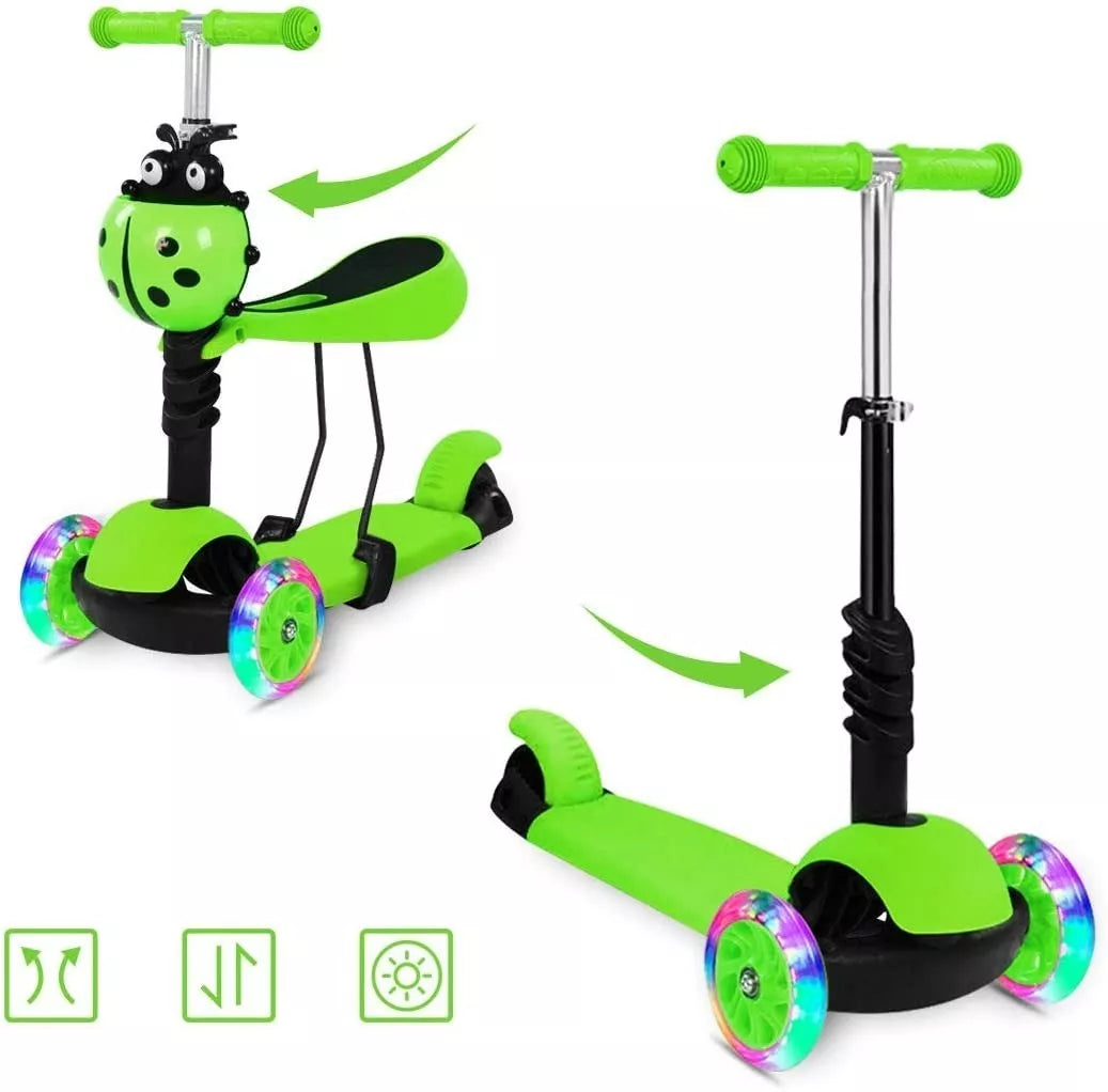 SCOOTER CUCARRONCITO 5 EN 1 🛴🐞 ¡Puede ser usado como monopatín, como triciclo o como triciclo con empuje!