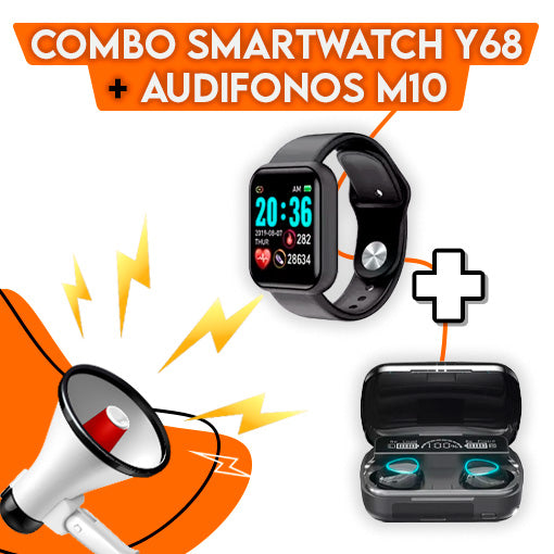 COMBO RELOJ Y68 + AUDÍFONOS M10 ⌚🎧 - Ofertas