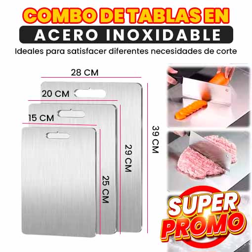 COMBO TABLAS DE COCINA ACERO INOXIDABLE ⭐😱