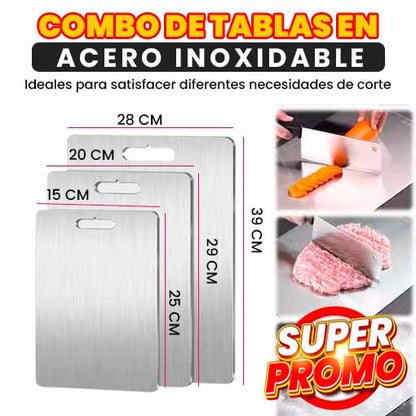 COMBO TABLAS DE COCINA ACERO INOXIDABLE ⭐😱