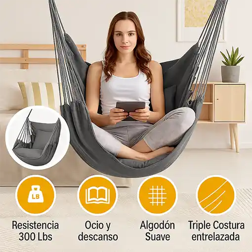 Hamaca silla + 2 cojines ¡GRATIS!🎁 - Ofertas
