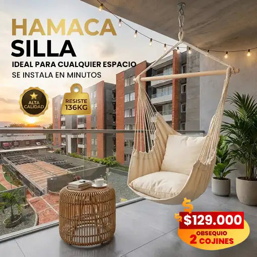 Hamaca Silla Beige+ 2 cojines ¡GRATIS!🎁 - Ofertas