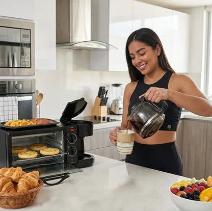 Mini Cocina 3 en 1 🤩🍳🥩🥘☕  Horno - Parrilla - Cafetera - Ofertas