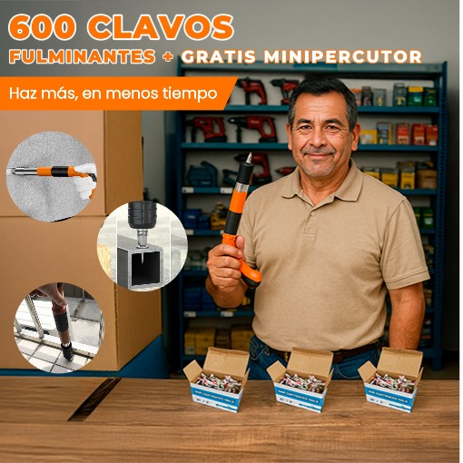 600 CLAVOS FULMINANTES + MINI PERCUTOR GRATIS 🎁🎉