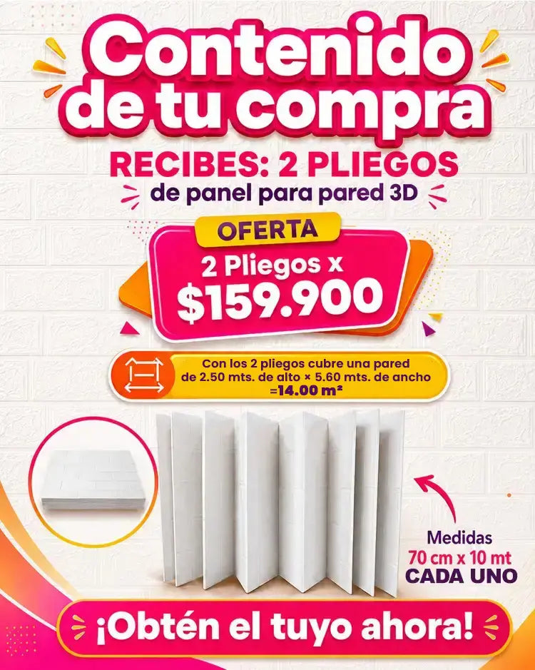SÚPER OFERTA ROLLO DE PANELES 3D  | 2 PLIEGOS X 20 METROS🌟 - Ofertas