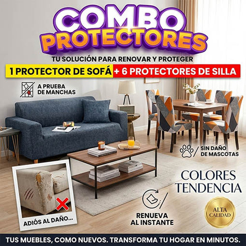 COMBO PROTECTORES 😱😍 ¡1 protector de sofá + 6 protectores de silla! - Ofertas