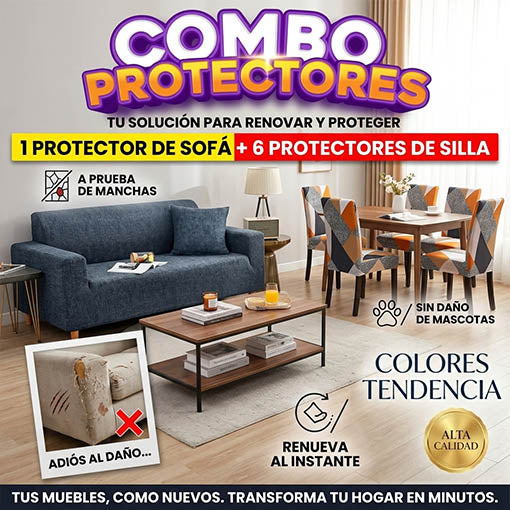 COMBO PROTECTORES 😱😍 ¡1 protector de sofá + 6 protectores de silla!