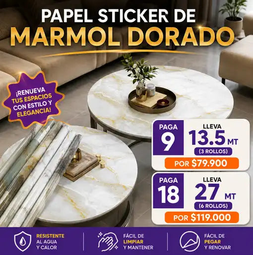 PAPEL MARMOLIZADO DORADO 🌟 - Ofertas